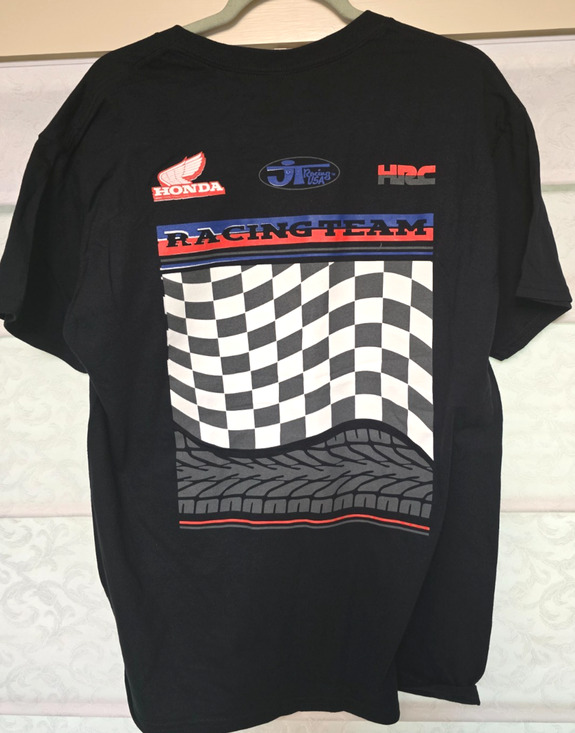 Honda Racing Team T Shirt Black Large JTG Racing USA Double Sided NWOT NEW